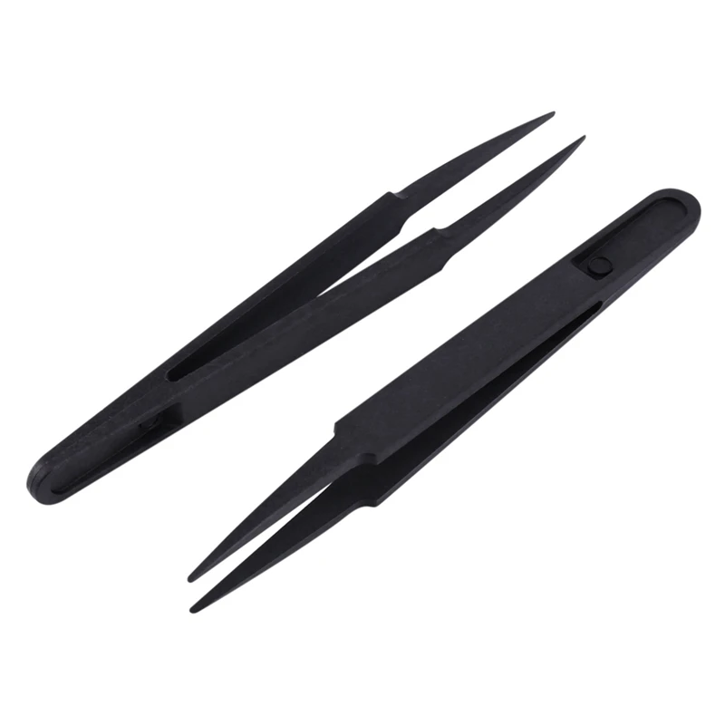

18 Pcs Black Plastic Electronic Pointy Tip Anti-Static Tweezers