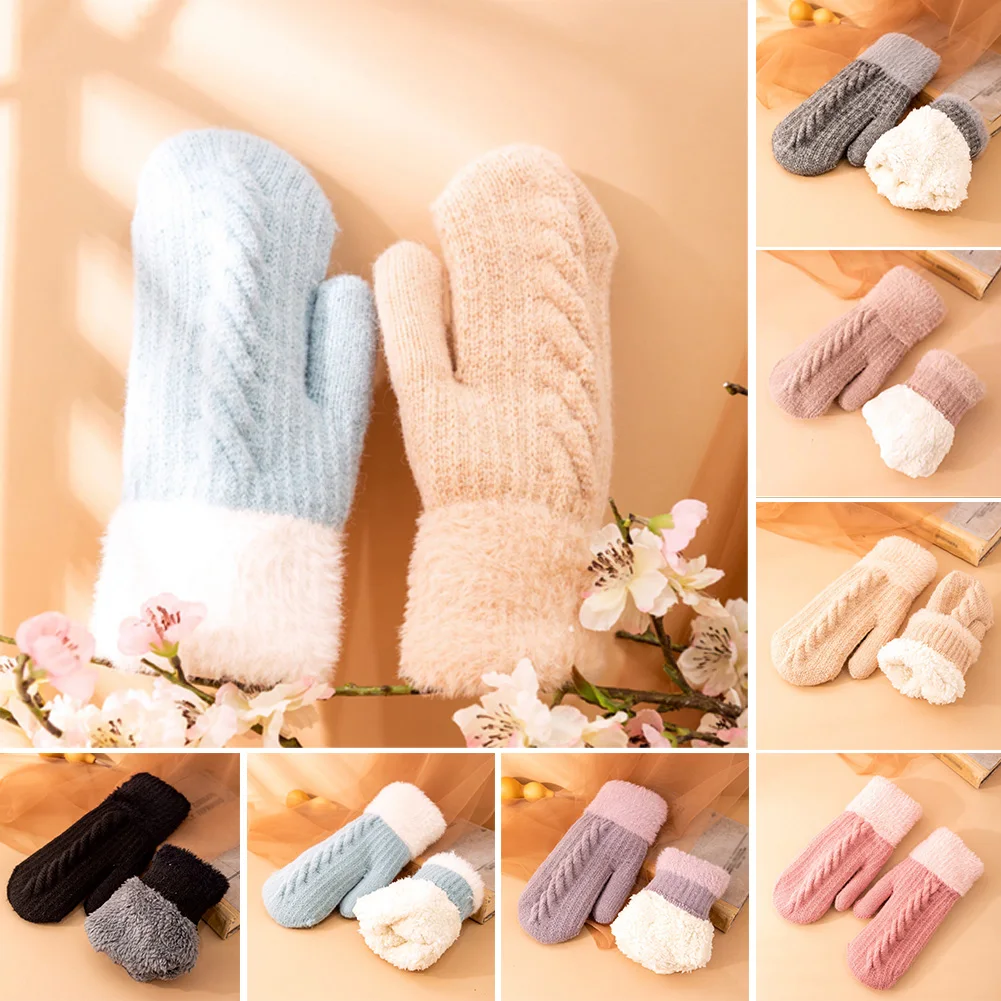 

Warm Gloves Twist Knit Mittens Warm Mittens Winter Warm Thick Gloves Full Finger Glove Winter Riding Sking Glove Keep Warm