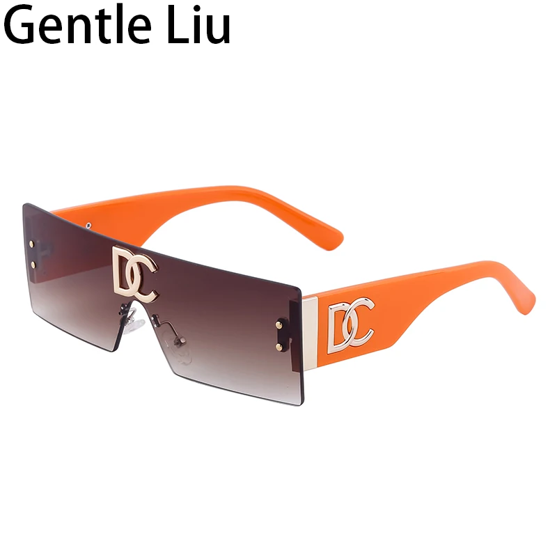 

Женские и мужские прямоугольные солнцезащитные очки без оправы, роскошные брендовые Дизайнерские Модные прямоугольные солнцезащитные очки, новинка 2023, цельные солнцезащитные очки