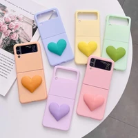 phone case simple pure color candy color 3d heart hard plastic pc slim back cover cases for samsung galaxy z flip3 shell skin