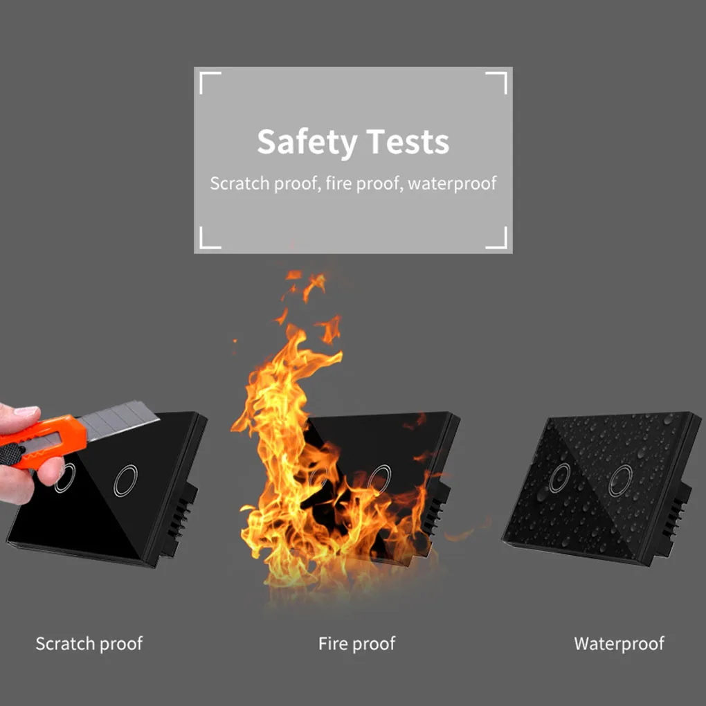 

Smart Wall Touch Switch Light Panel US Touch On/Off Sensor Two Gang One Way Waterproof 240V Controller Switch