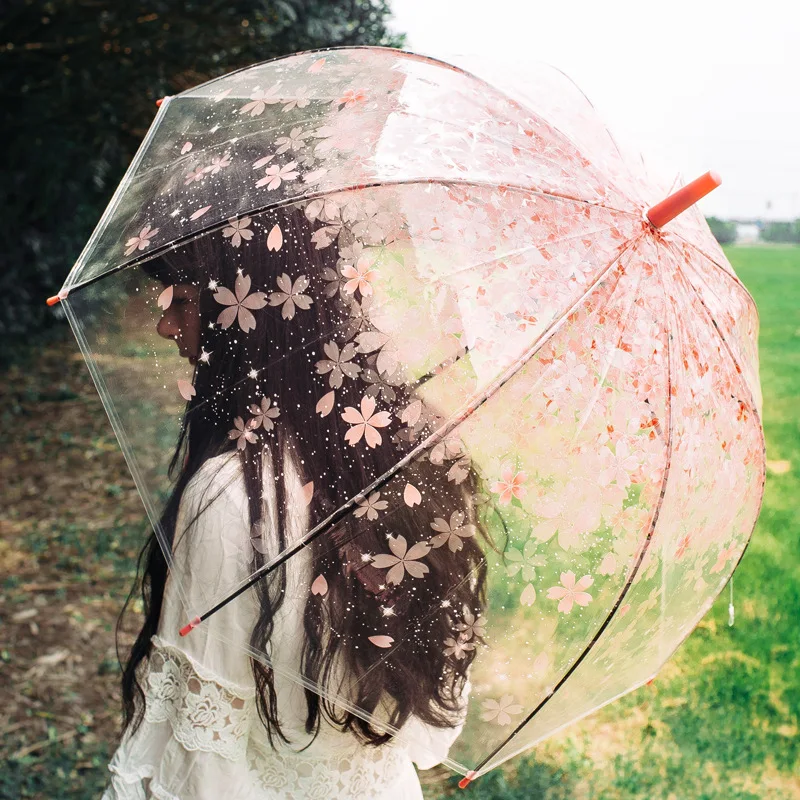 

Sakura Umbrellas Transparent Bird Cage Umbrella Cartoon Building Umbrellas City Umbrella Long Handle Umbrellas 2022 Dropshipping