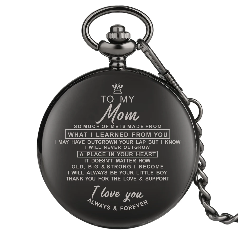 

To My Dad/Mom...I Love You Always & Forever Anniversary Gift Quartz Pocket Watch Arabic Numeral Dial Pendant Fob Chain Timepiece