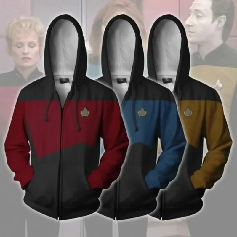 Фото 2026 Звездный костюм Trek TNG The Next Generation Толстовки Красный Желтый Синий Куртка Пальто Мужчина Женщины Топ ST Униформа Аксессуары Опора №1