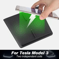 %c2%a0for tesla model 3y accessories car wireless charger usb ports fast charger dual phones carbon abs for iphone charger
