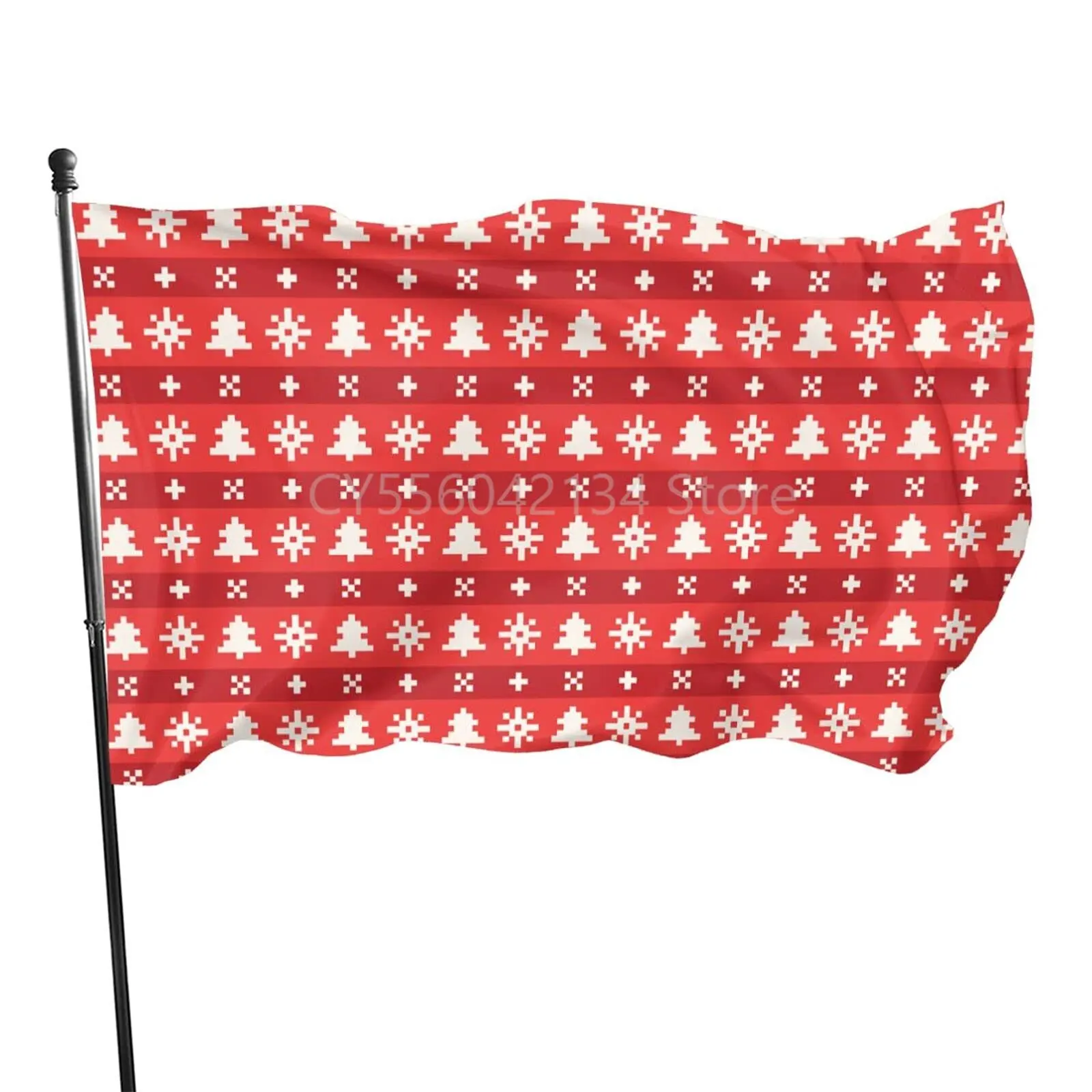 

Christmas Snowflakes Red Festive Flag Ft Outdoor Indoor Decor- Polyester Flag