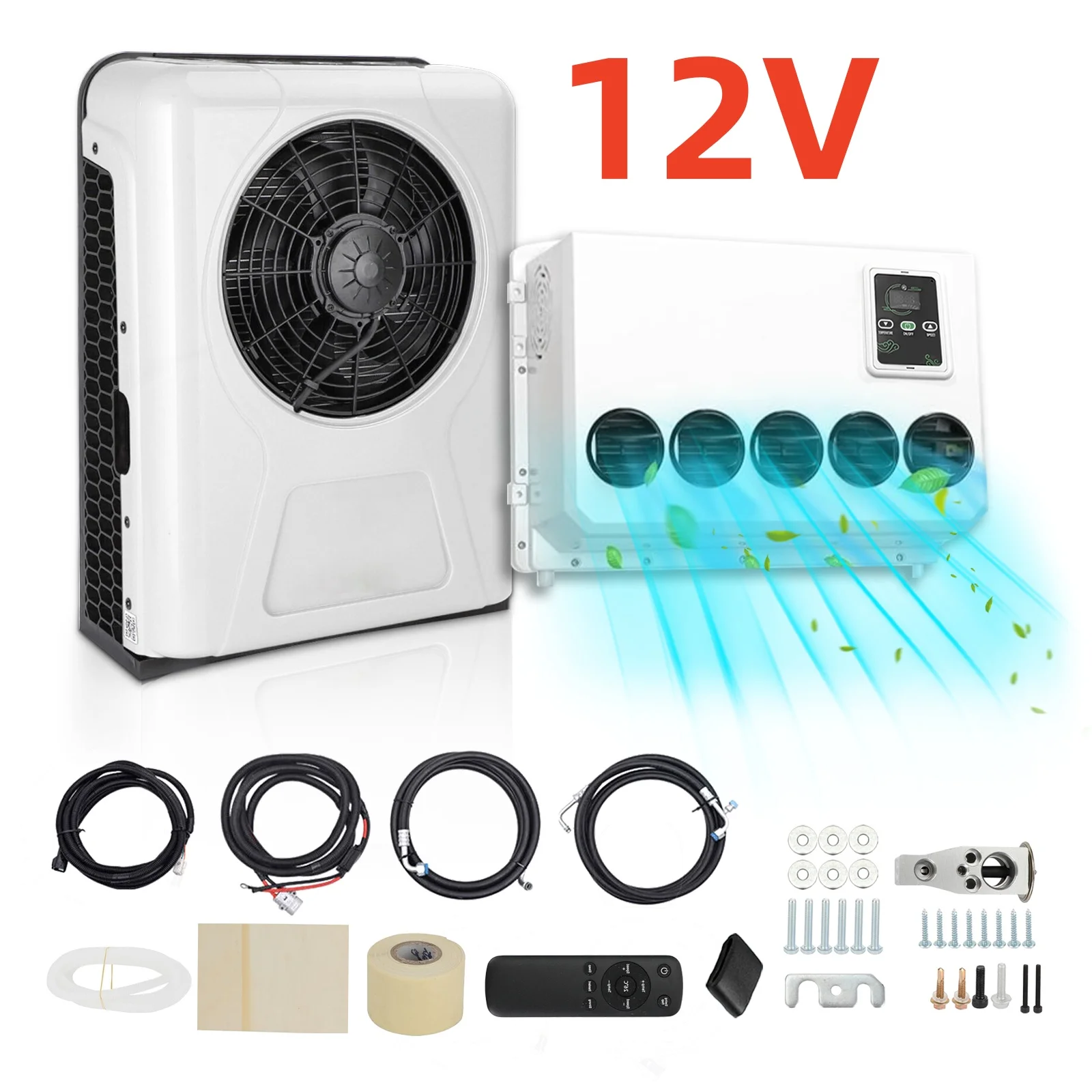 

Treeligo 12V 24V 10500btu Электрический автомобильный сплит-кондиционер Парковочный кондиционер для автофургона Грузовик Трактор Кемпер Ван Автодом