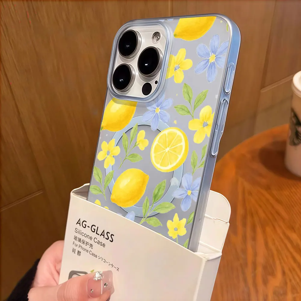 Фото Матовый чехол INS Leaf Lemon для Samsung Galaxy S26 S24 S25 FE Ultra Plus A57 A37 A36 A35 A56 A55 A07 с магнитом №4