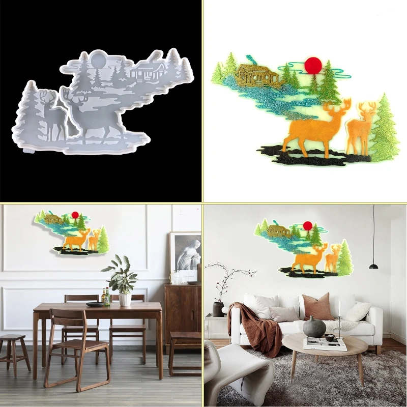 

Deer Wall Hanging Silicone Mould Christmas Elk Shape Decor Mold DIY Desktop Ornaments Pendant Jewelry Epoxy Resin Mold