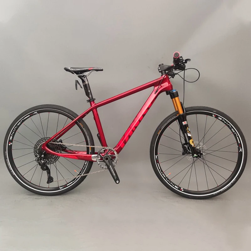 Рама из углеродного волокна MTB Велосипед Масло Газ Передняя вилка Красный горный