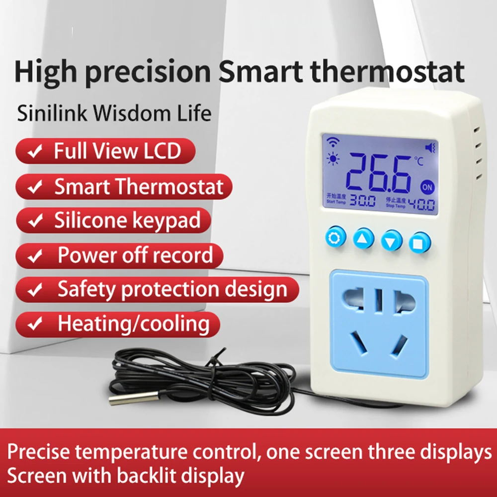 

WTAC AC110-220V WIFI Remote Smart Thermostat With Backlight High Precision Automatic Temperature Controller Switch With Probe