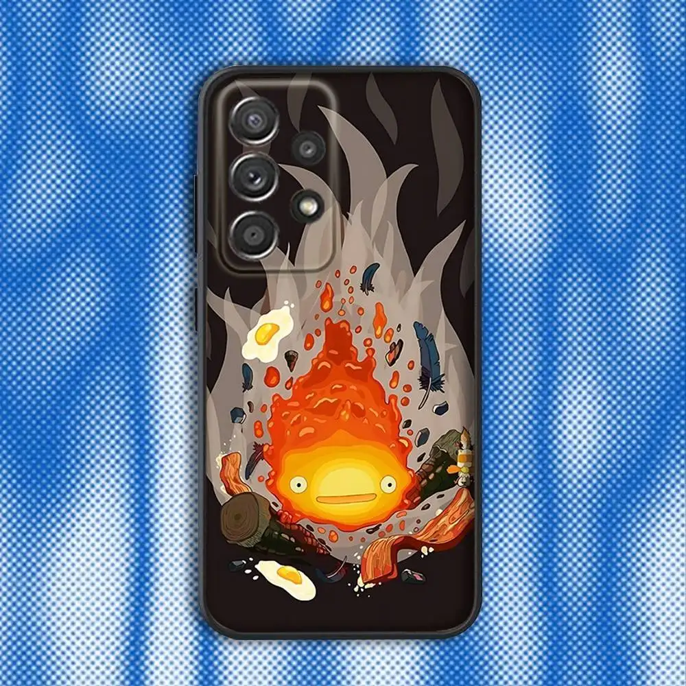 Фото Чехол для телефона Cute Fire C-Calcifer для Samsung S25, S24, S21, S22, S23, S30, Ultra, S20, Plus, Fe, Lite, Note, 10,9,5G, черный чехол №5