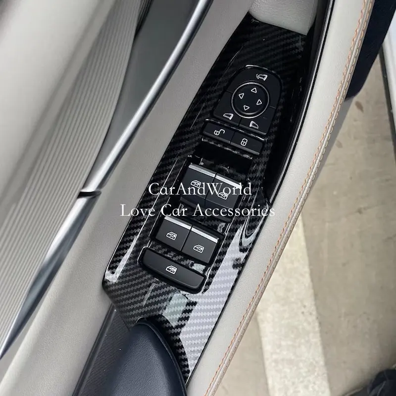 

Переключатель подлокотника для двери и окна из углеродного волокна, панель, Обложка, отделка, автомобильные декоративные аксессуары для BYD SONG PLUS EV DM-i 2020-2023