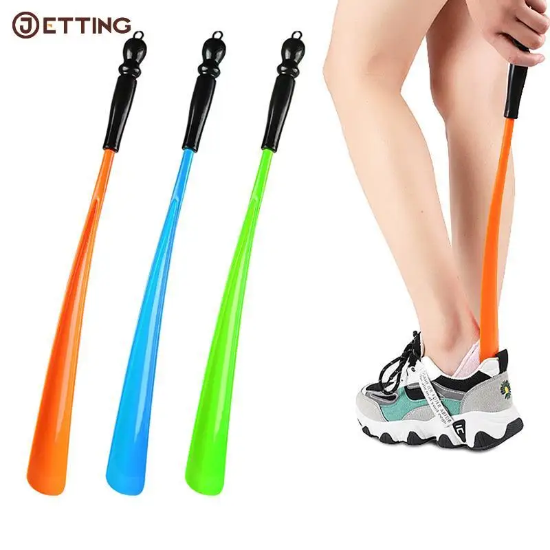 

1pc Plastic Extra Long Shoehorn Lazy Shoe Helper Long Handle Shoes Lifter Pull Shoehorn Slip Handle Long Shoehorn Random Color