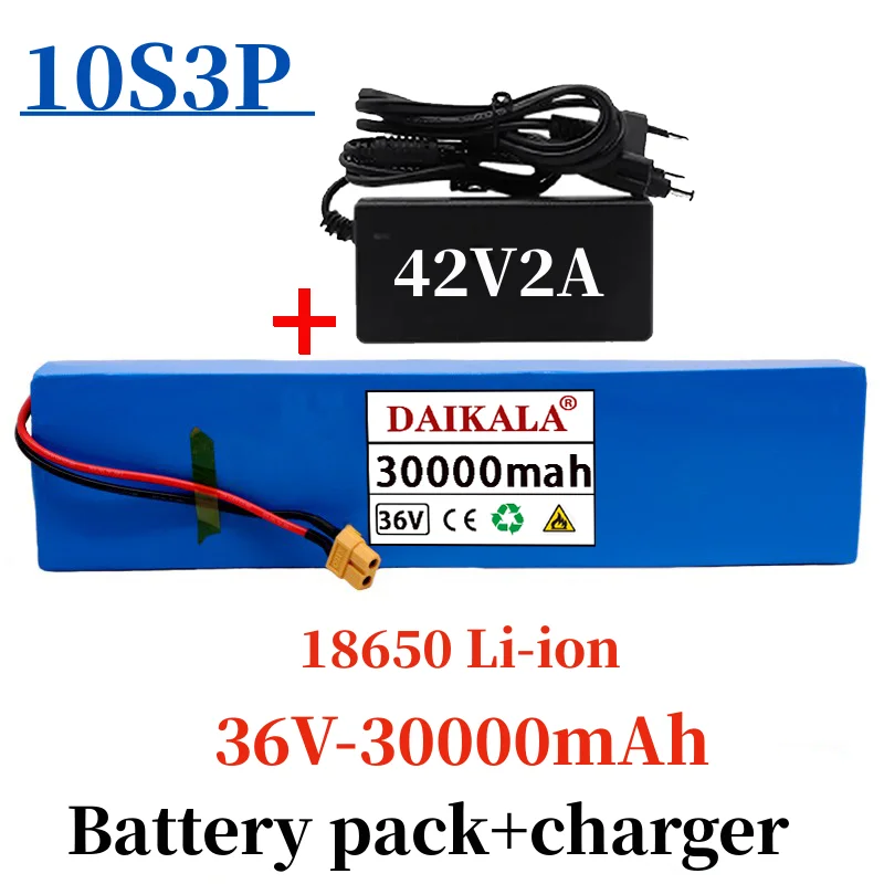 

2023 New 18650 Battery 10s 3P 36V 30000Mah, Suitable For Electric Bicycles And Scooters, With Built-in 20a Bms42VCharger