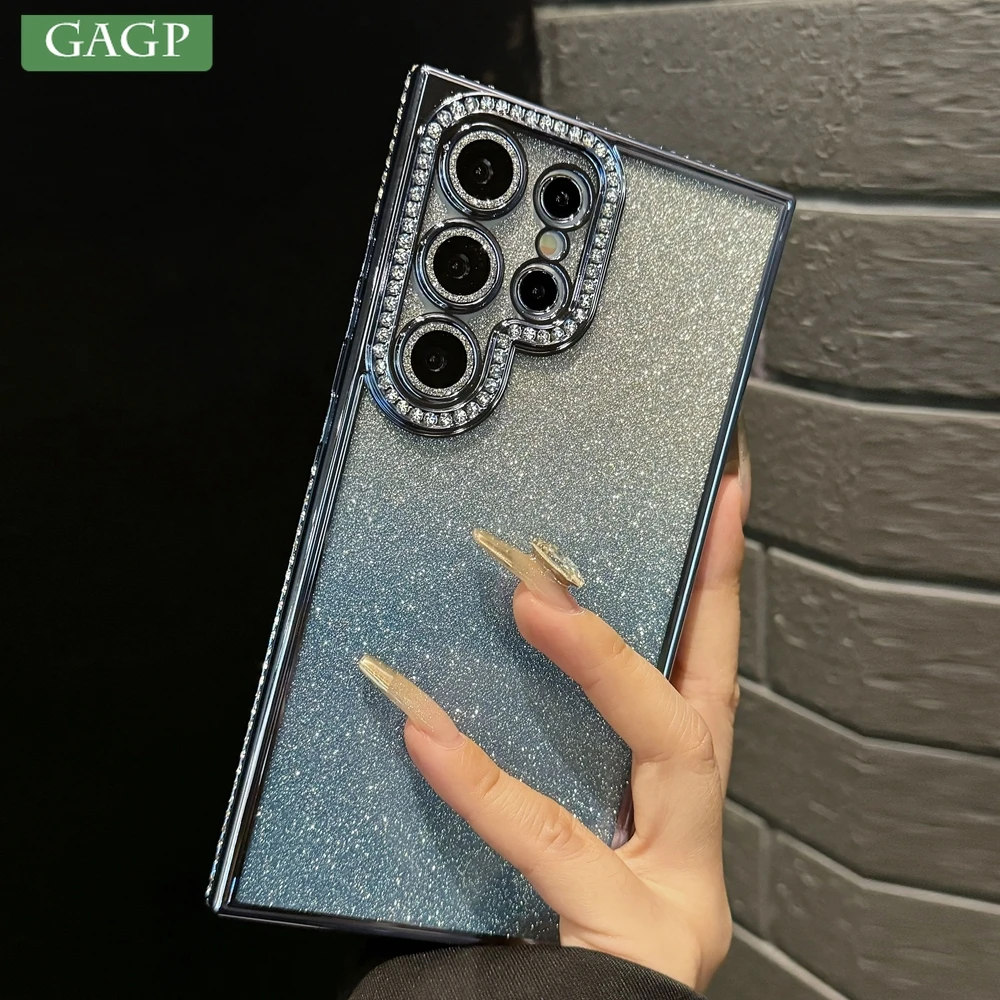 Модный Блестящий чехол с градиентом для Samsung Galaxy S24 Ultra Plus S22 S23 ультраблестящий