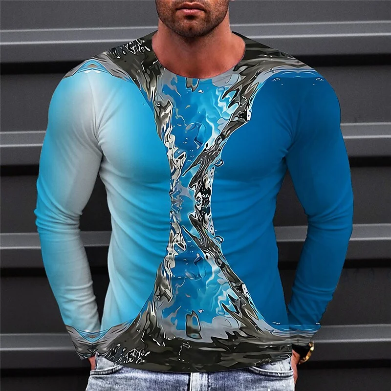 

2023 Men'S Long Sleeve T-Shirts Harajuku 3d Print Graphic Men Oversized Clothing Fashion Street Tees Shirt Casual O Collar Tops