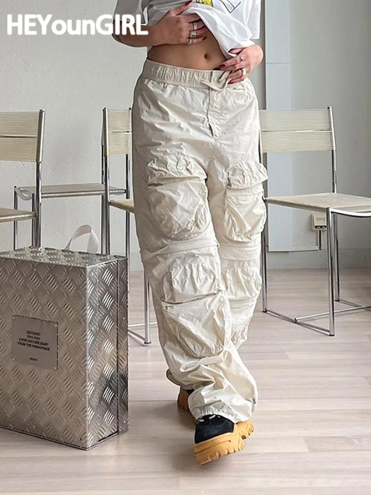 

Брюки-карго HEYounGIRL с карманами, уличная одежда, повседневные спортивные штаны в стиле хип-хоп, модные корейские Джоггеры в стиле Харадзюку, Y2K...