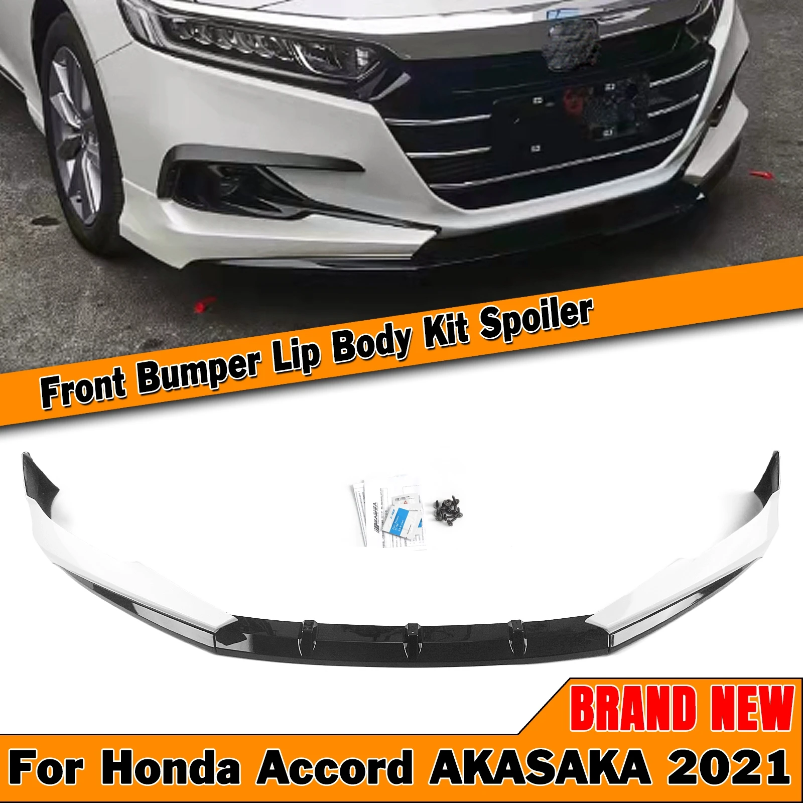 

AKASAKA Front Bumper Spoiler Lip For Honda Accord 2021 Car Lower Guard Plate White Side Air Vent Trim Canard Splitter Blade Kit