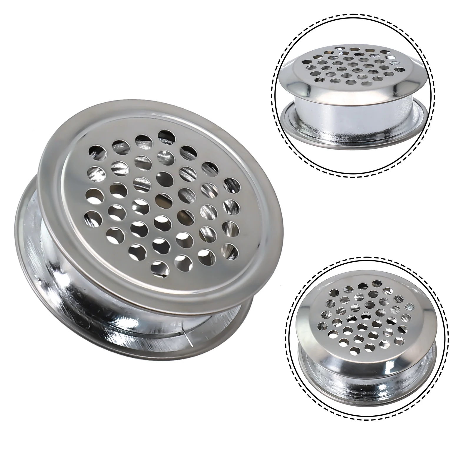 

2pcs Air Vent Grille Air Outlet Fresh System Air Vent Grille Cabinet Stainless Steel Exterior Home Office Air Vent