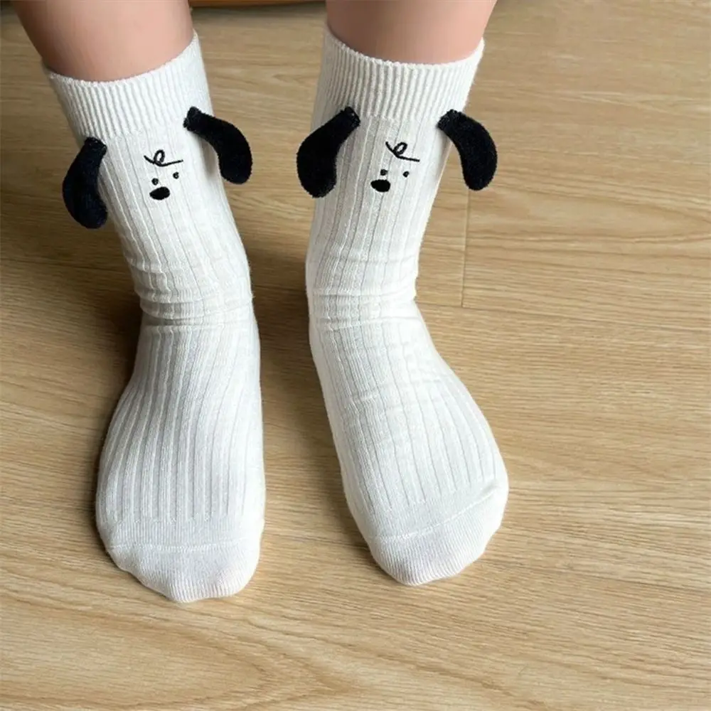

Вязаные носки с ушками собаки белые носки Смешные животные 3D кукла щенок носки средней длины японские вязаные носки уличная одежда