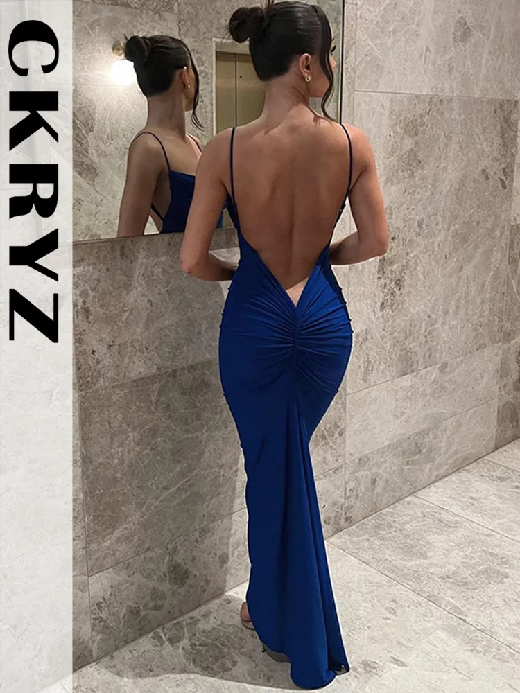 

Женское летнее платье-макси без рукавов, с открытой спиной и рюшами