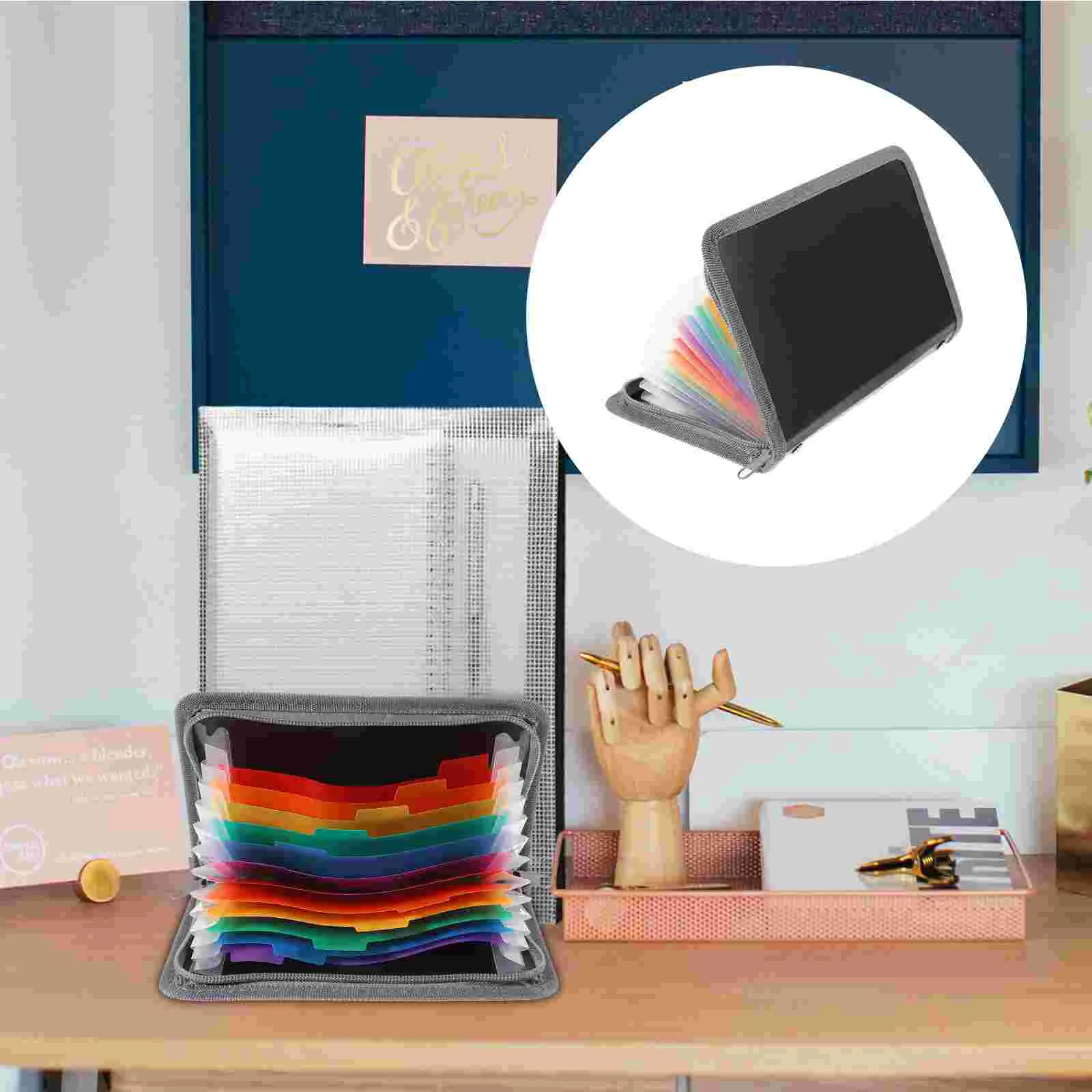 

Accordion File Organizer Folders Plastic Multi Pocket Large Capacity Hemming Document