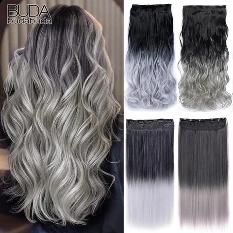 Длинные прямые вьющиеся цельные 5 зажимов, наращивание на клипсах, 22 дюйма, термостойкие прически, смешанные цвета, светлые волосы для женщин
