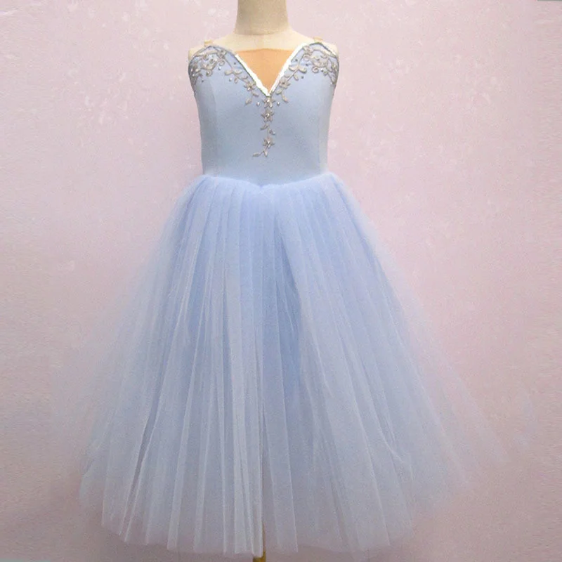 

Professional Ballet Tutu Girls Blue Pink Frozen Long Dress Ballerina Party Dress Adult Women Child Kids Ballet Dance Costume