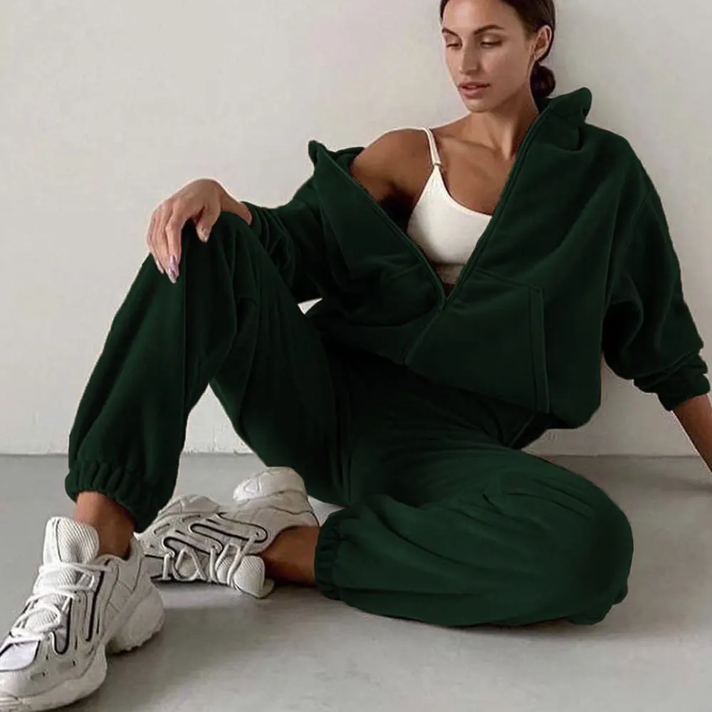 

Spring 2022 Women's Brand Velvet Fabric Tracksuits Velour Hoody Track Suit Hoodies and Pants Oversized Sportswear Two Pieces Set