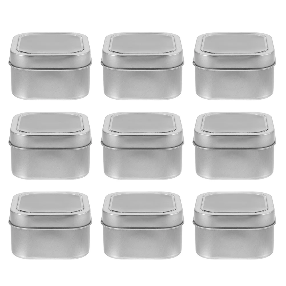 

9pcs Creative Metal Clear Window Storage Cans Tinplate Storage Holders (Silver)