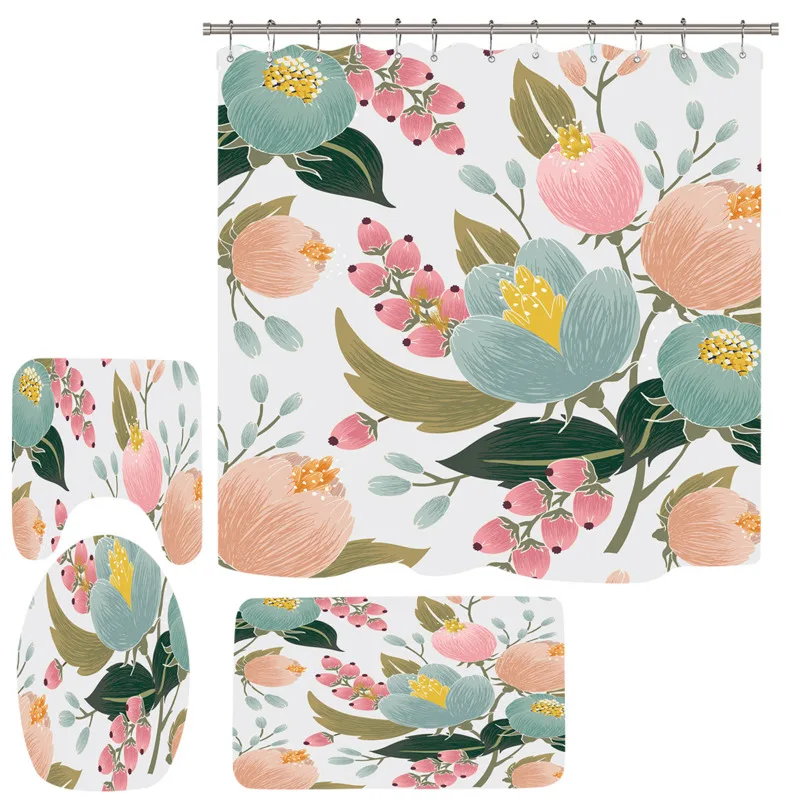 Бабочка большой цветок синий акварельный поломанный занавеска для душа в ванную