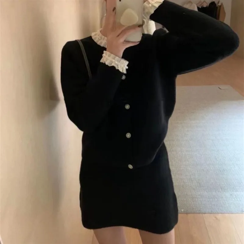 Женский кружевной вязаный кардиган новый свободный Универсальный мягкий