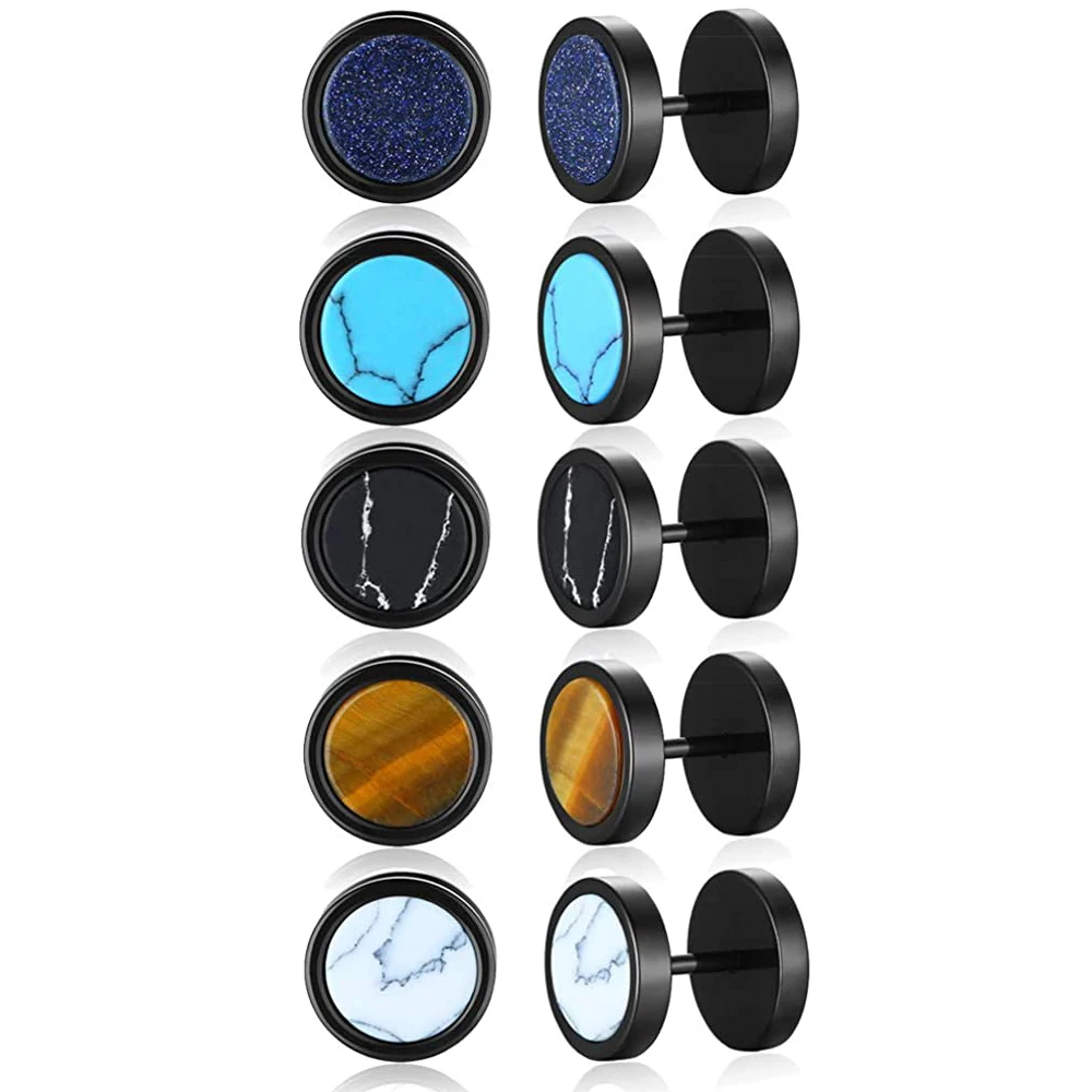 

1 Pair Stainless Steel Simple Minimalist Turquoise Stud Earrings Pearl Stud Earrings Everyday Earrings Set with Screw Back