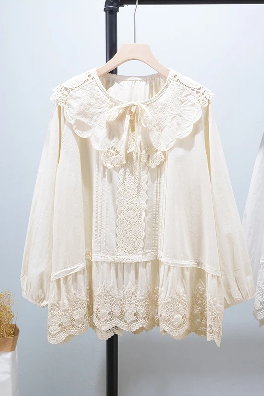 Весенняя Новинка милая рубашка Mori Series с вышивкой и длинными рукавами Женские