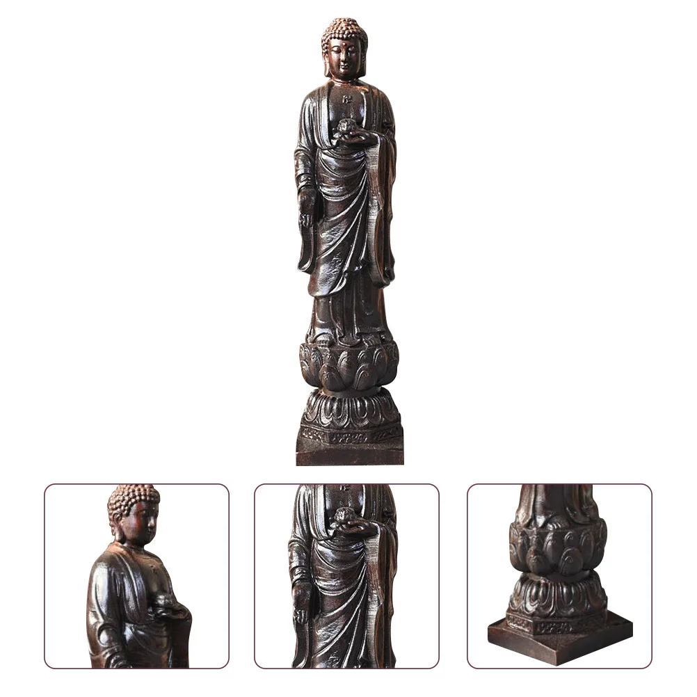 

Statue Wooden Sculpture Decor Ornament Standing Figurines Figurine Zen Garden Carved Hand Miniature Mini Decoration Lotus