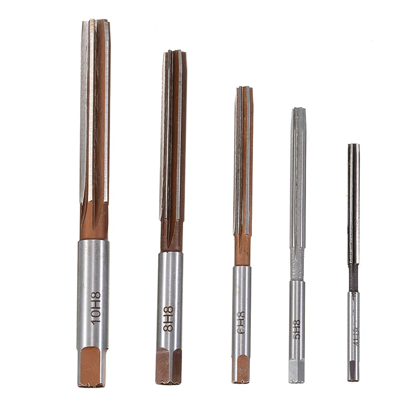 

5pcs H8 Chucking Straight Shank Hand Reamers Set 6 Flutes 4mm/5mm/6mm/8mm/10mm For Metal Tools Cutting Mayitr