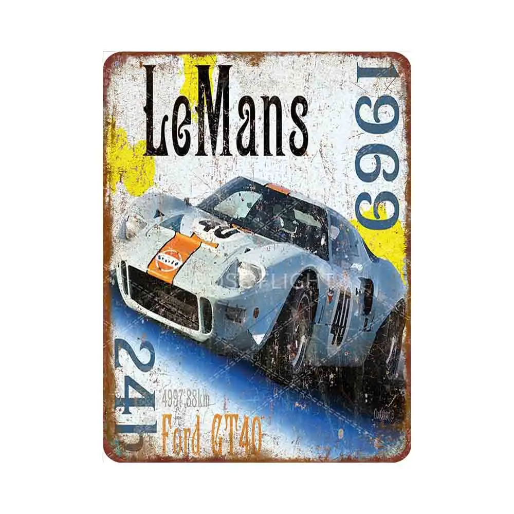 Ford Le Mans Gt40 G & Szligx15 металлический жестяной плакат в стиле ретро украшение для дома