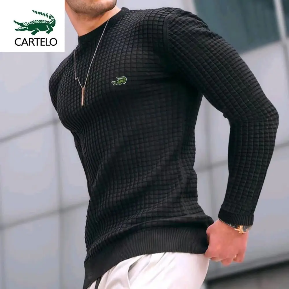 

CARTELO Men Long Sleeve Fashion T-shirts O-Neck Solid Casual Spring Autumn Tees Men Shirt Loose Oversized Tops Streetwear