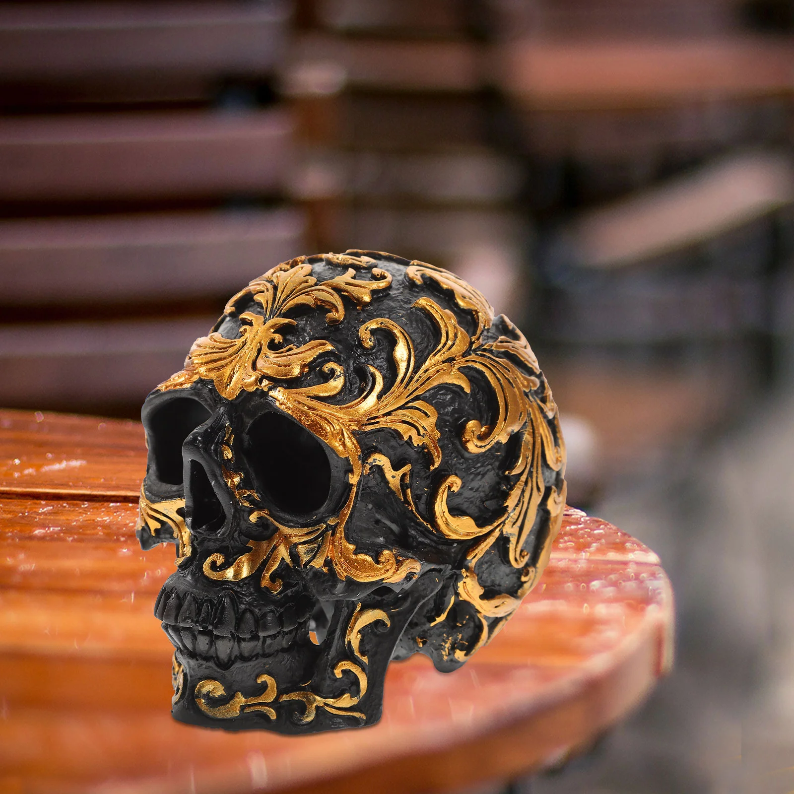

Human Statue Sculptures Resin Craft Black Golden Carving Figurines Decoration Decorative skulls