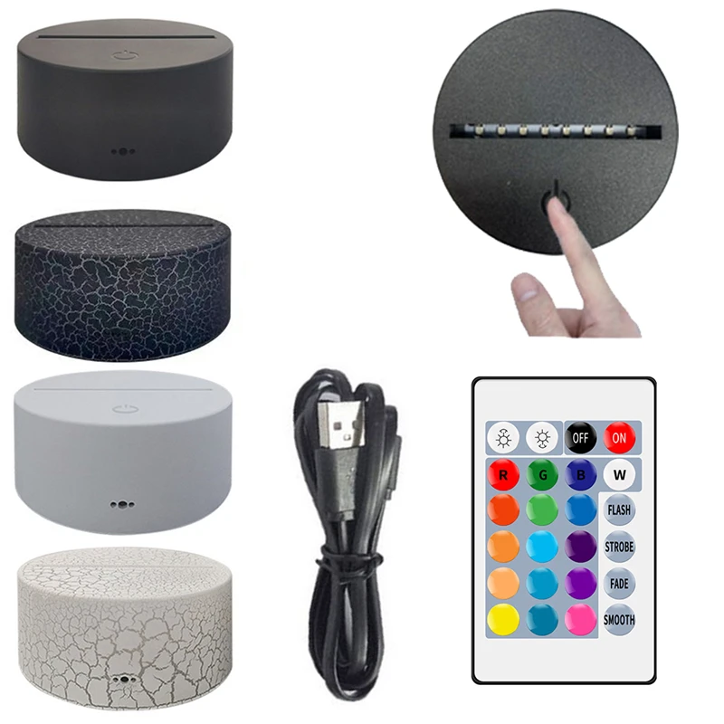 

Multiple Choices Led 7 Tone Lamp Base With Remote For Acrylic And Resin Glass 3d Led Night Light Wholesale Two Tone Light Base