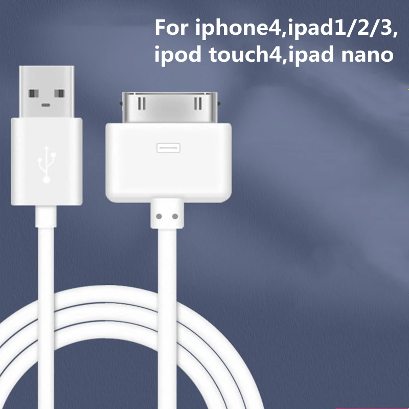 30 Pin USB Cable For Apple iPhone 4 S 4s 3G 3GS iPad 1 2 3 iPod Nano Touch Phone Charging Cord Data Cable Wire Charger Adapter