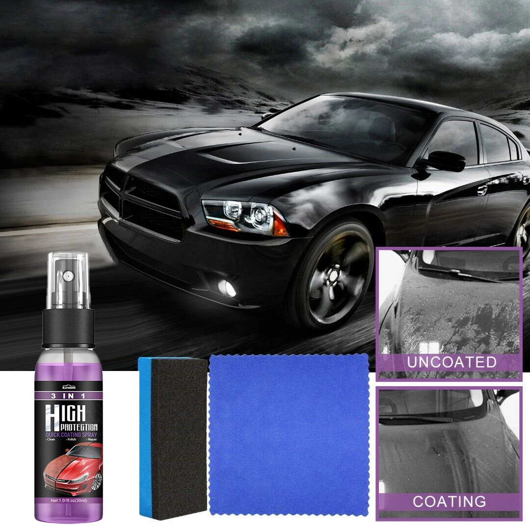 

1set 30ml 3-In-1 Protection Quick Car Coat Ceramic Coating Spray Hydrophobic +Sponge Premium Car Paint Restorer Repair Scratches