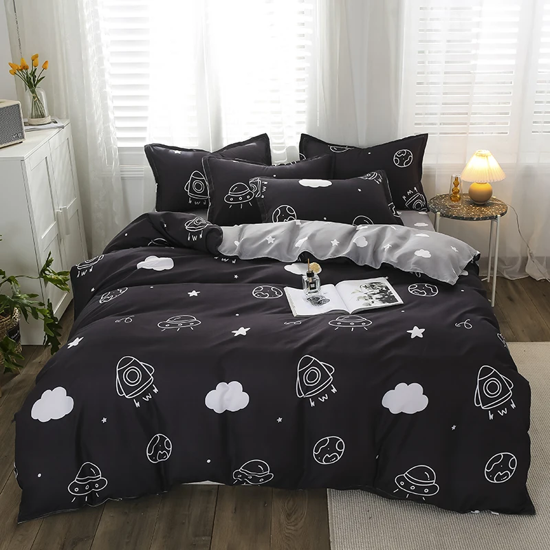 

Airship Spacecraft Boys Duvet Cover Set Twin Kids Bedding Set Microfiber Astronaut Bed Linen Set Cartoon Quilt Cover Bedclothes