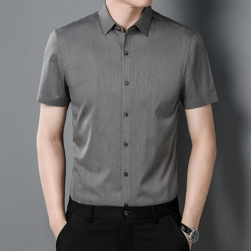 

Summer men's short-sleeved shirts solid color shirts men's thin business casual Korean version handsome short-sleeved shirts men