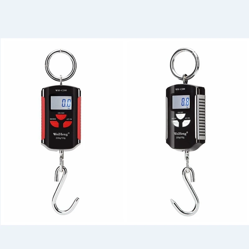 

200kg 100g Crane Scale Mini Heavy Duty Electronic Digital Stainless Steel Hook Scales LCD kg lb Loop Hanging Weight Balance