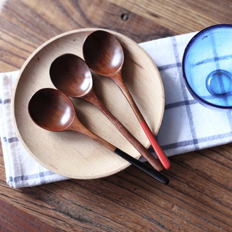 

1PC wooden spoon kitchen cooking utensils tool honey milk tableware long handle teaspoon soup spoon wooden spoon Tableware
