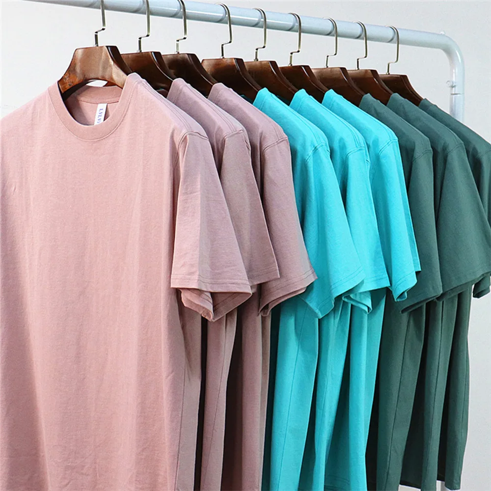 

Women Heavy Thick 230g Solid Round Neck T-shirt Cotton Short-sleeved T-shirt Tide Japanese Dropped Shoulder Half Sleeve Top Tees