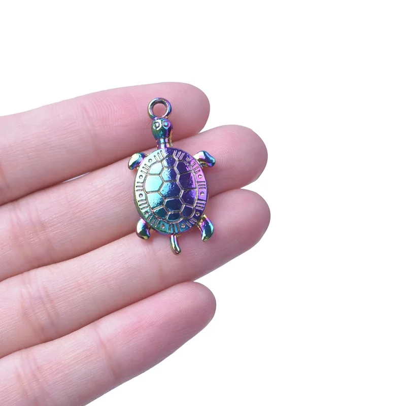 

6Pcs Fashion Colourful Turtle Charms Sea Animal Pendant For Diy Trendy Jewelry Making Ethnic Earrings Necklace Craft Accessories