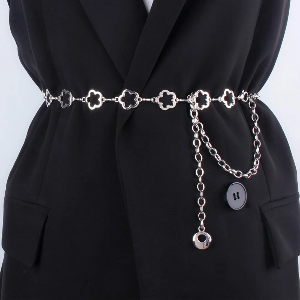 

Women Casual Elegant Dress Jeans Decorative Waist Band Luxury Thin Waistband Metal Chain Belt Slimming Cummerbands